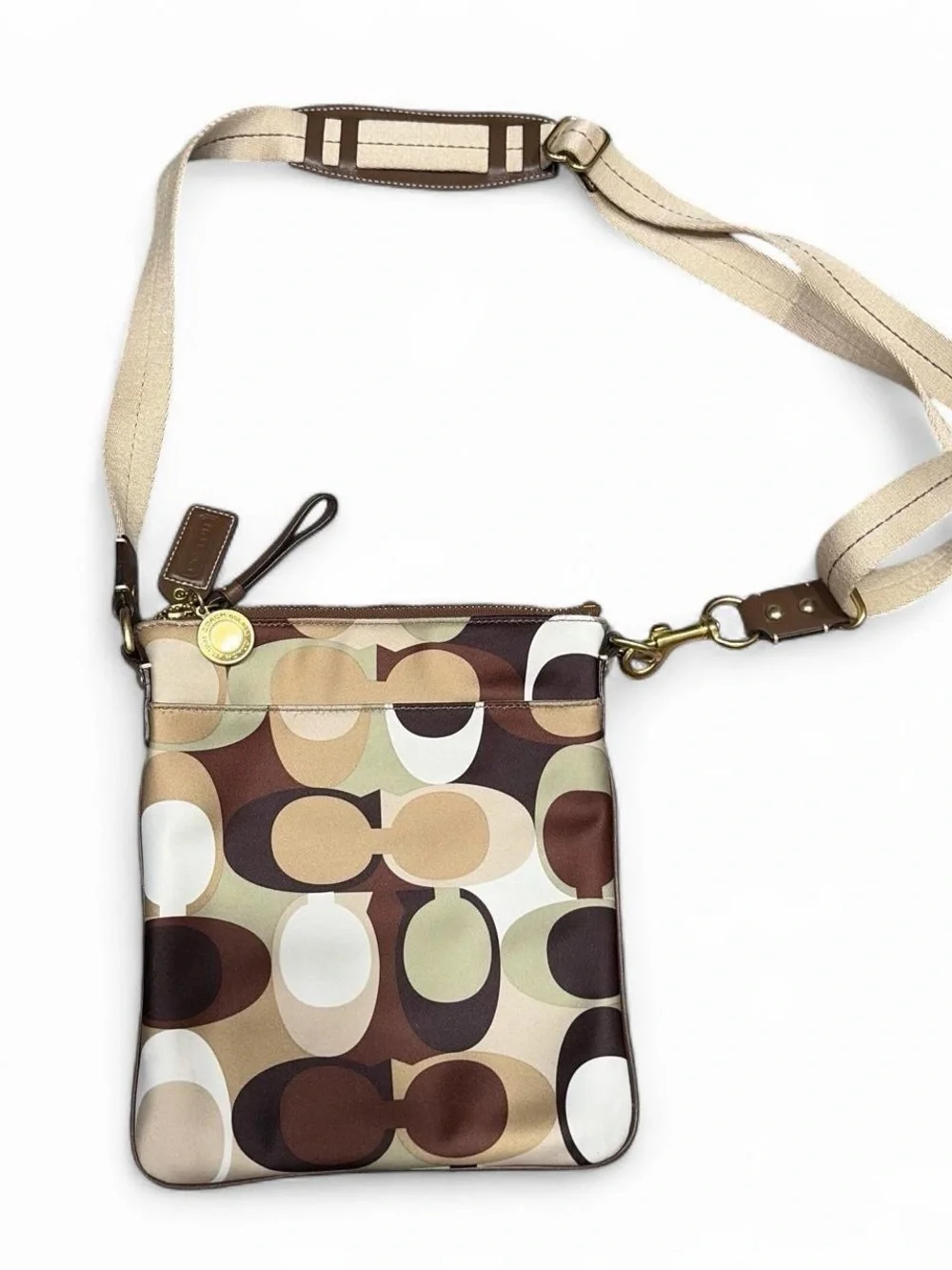 Coach Beige and Brown Signature Crossbody